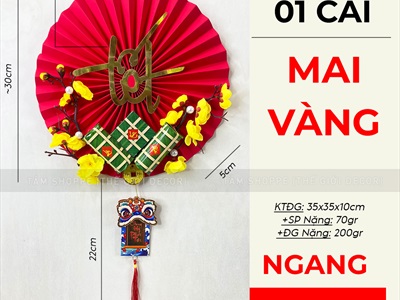 Vòng treo cửa Tết Quạt giấy nhung Đỏ Tết bánh chưng xanh [3 kiểu - Nhẹ] N30cm VTC-T-47